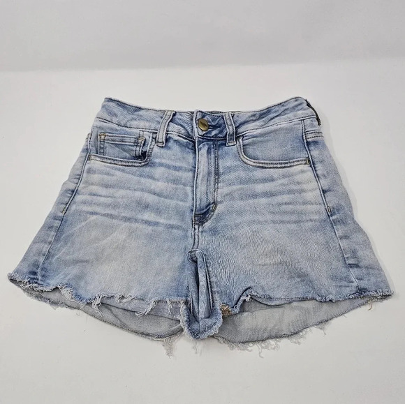 American Eagle Outfitters Hi-Rise Shortie Women's Size 2 Denim Jean Shorts Blue - Picture 1 of 7